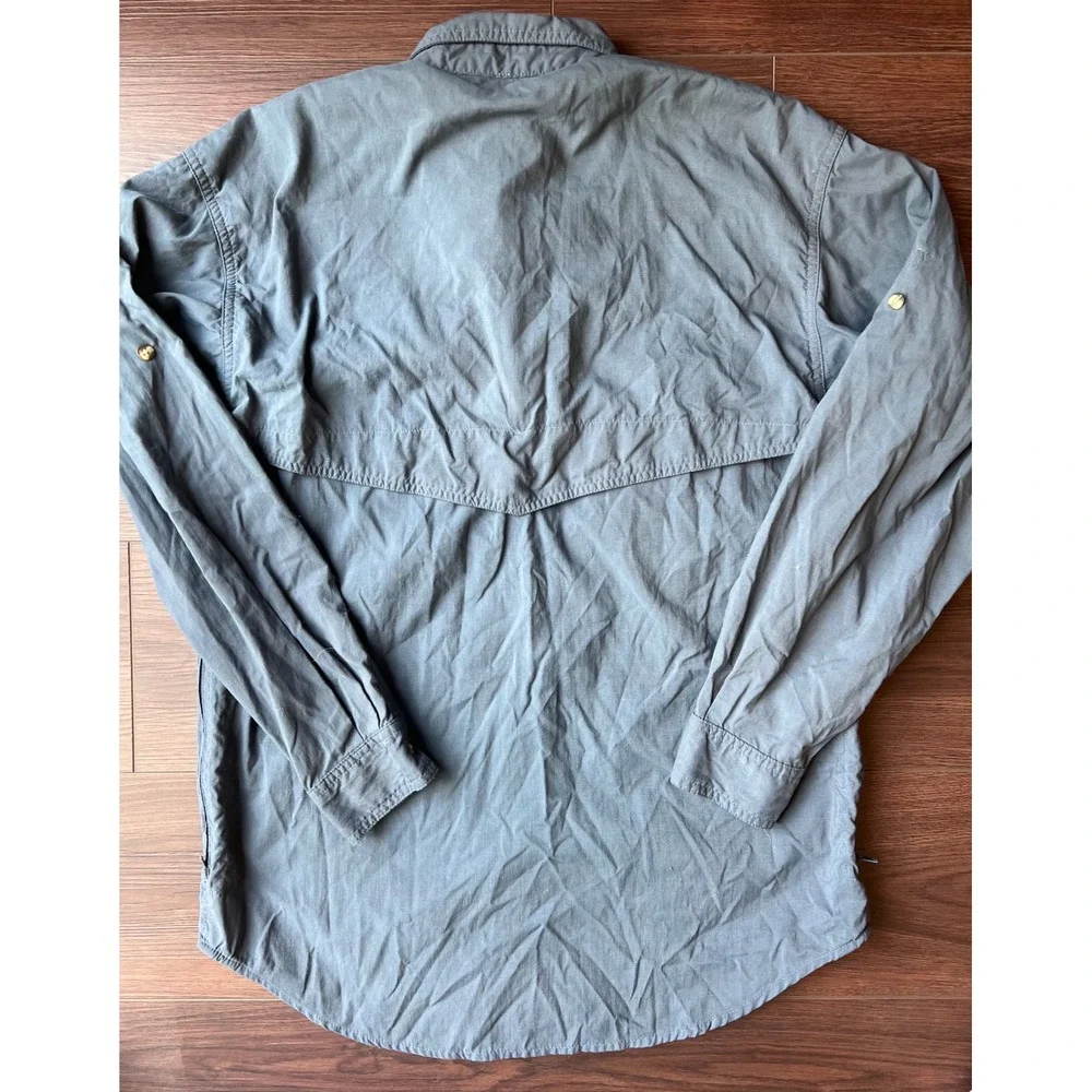The North Face Mens Blue Nylon Long Sleeve Hiking Fishing Shirt Ventilated Small